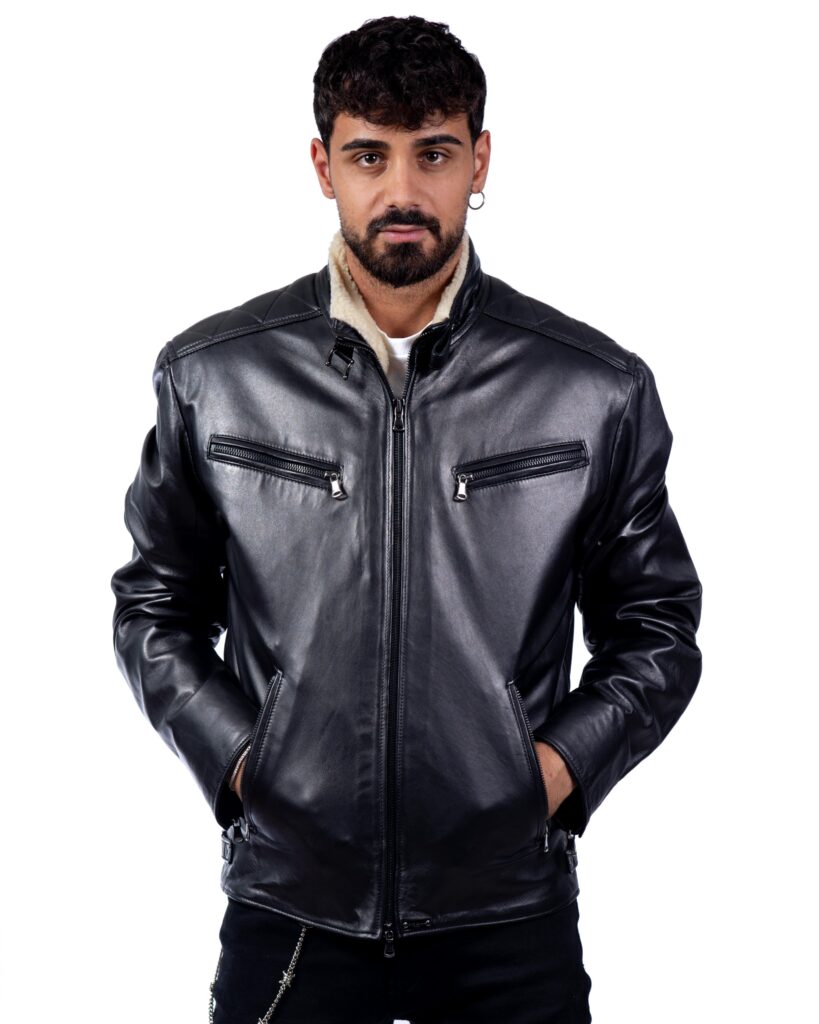 (image for) GIACCA IN PELLE UOMO NERA CON ECOPELLICCIA INTERNA