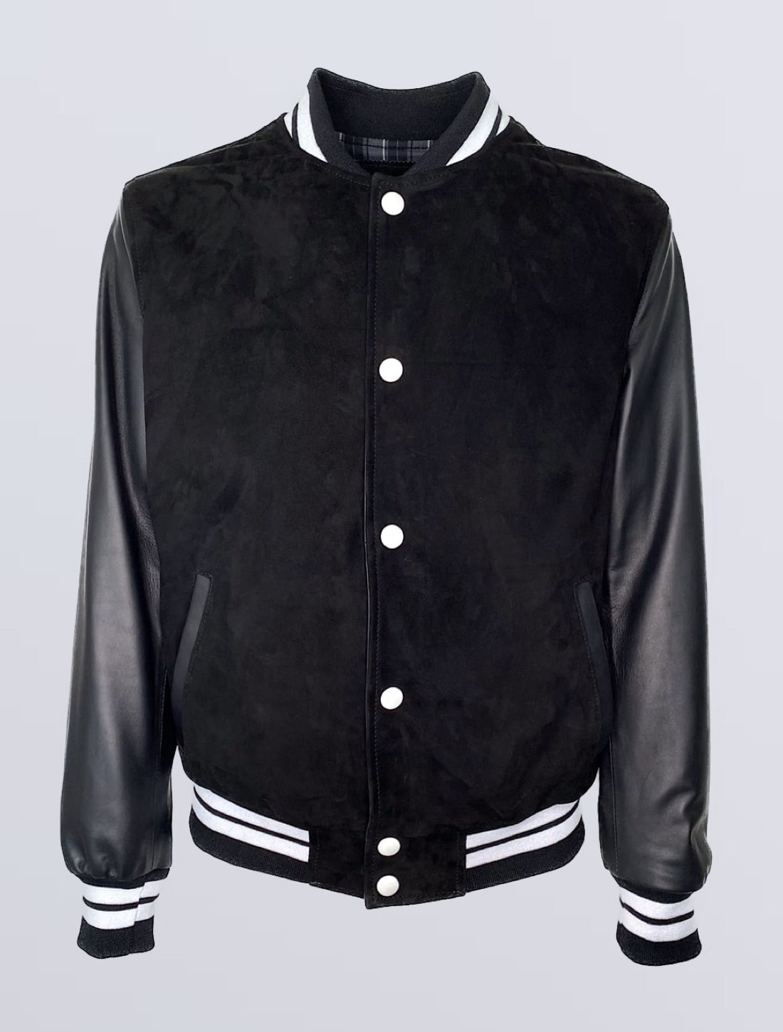 BOMBER COLLEGE PELLE + RENNA UOMO NERO MOD. GASC