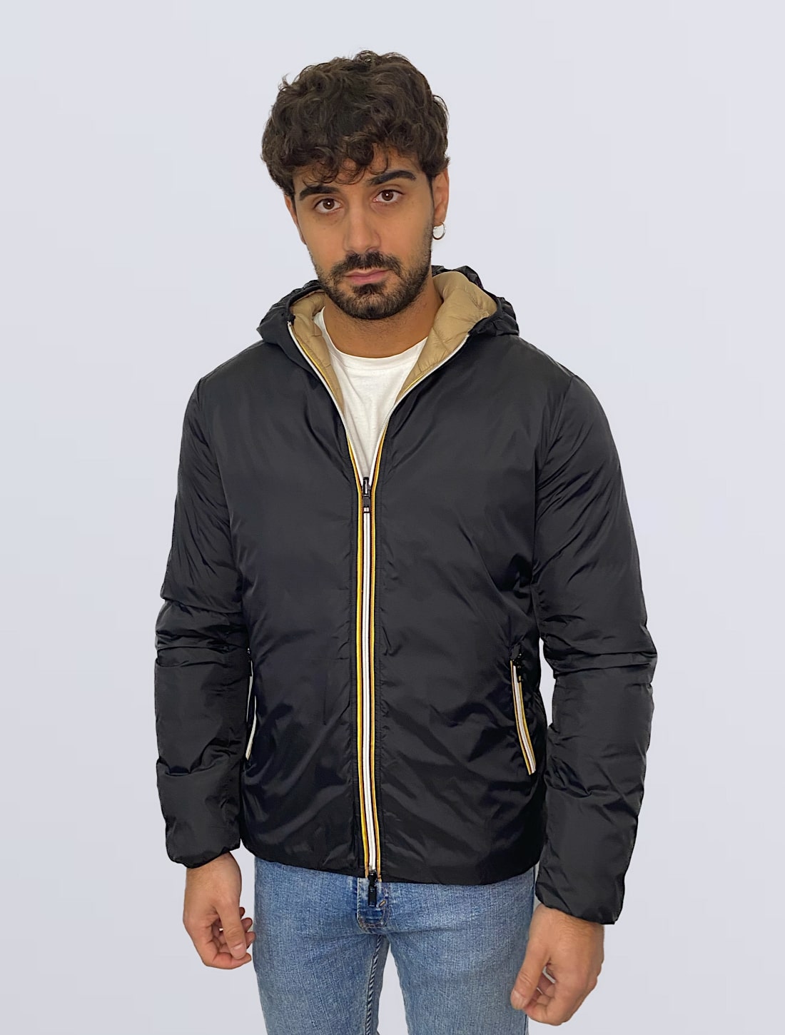 PIUMINO UOMO REVERSIBILE NERO E BEIGE