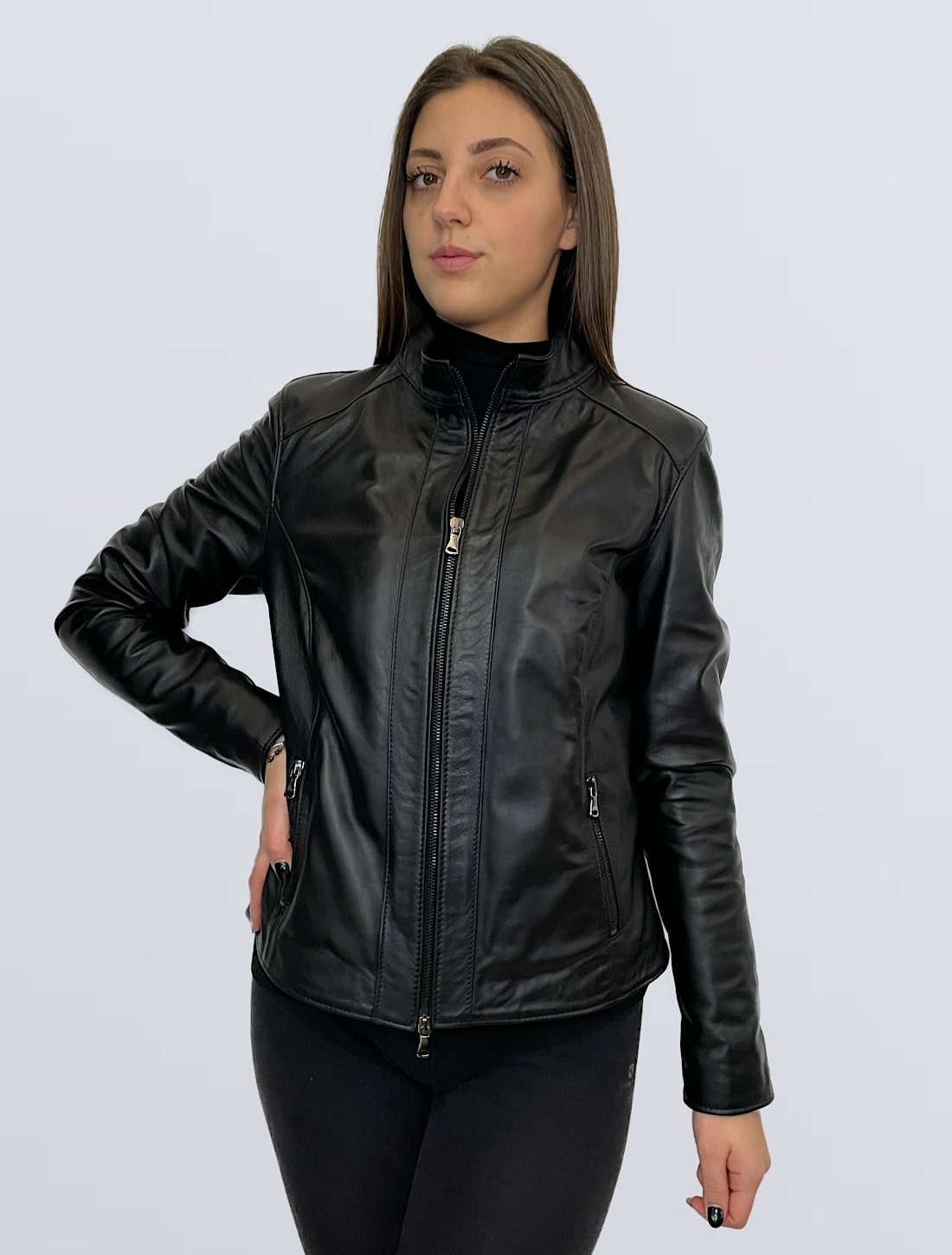 (image for) GIUBBINO IN PELLE NERO DONNA MOD. T/28