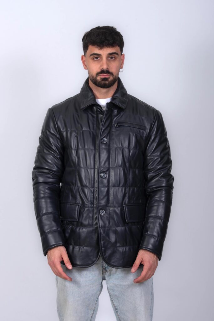 (image for) (TAGLIE FORTI) GIACCONE IN PELLE UOMO NERO MOD. SAVASTANO