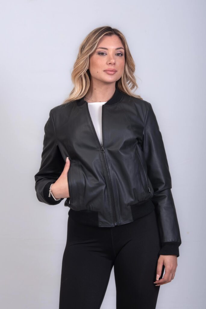(image for) BOMBER DONNA IN PELLE NERO